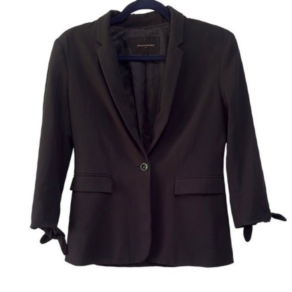 Banana Republic Black Tailored Blazer‎ Size 2 Career Interview Quiet Luxury